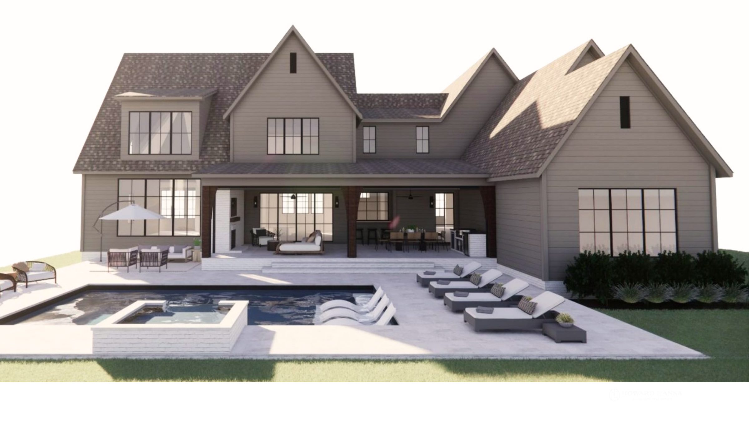 Artisan Custom Homes — rear elevation with pool option