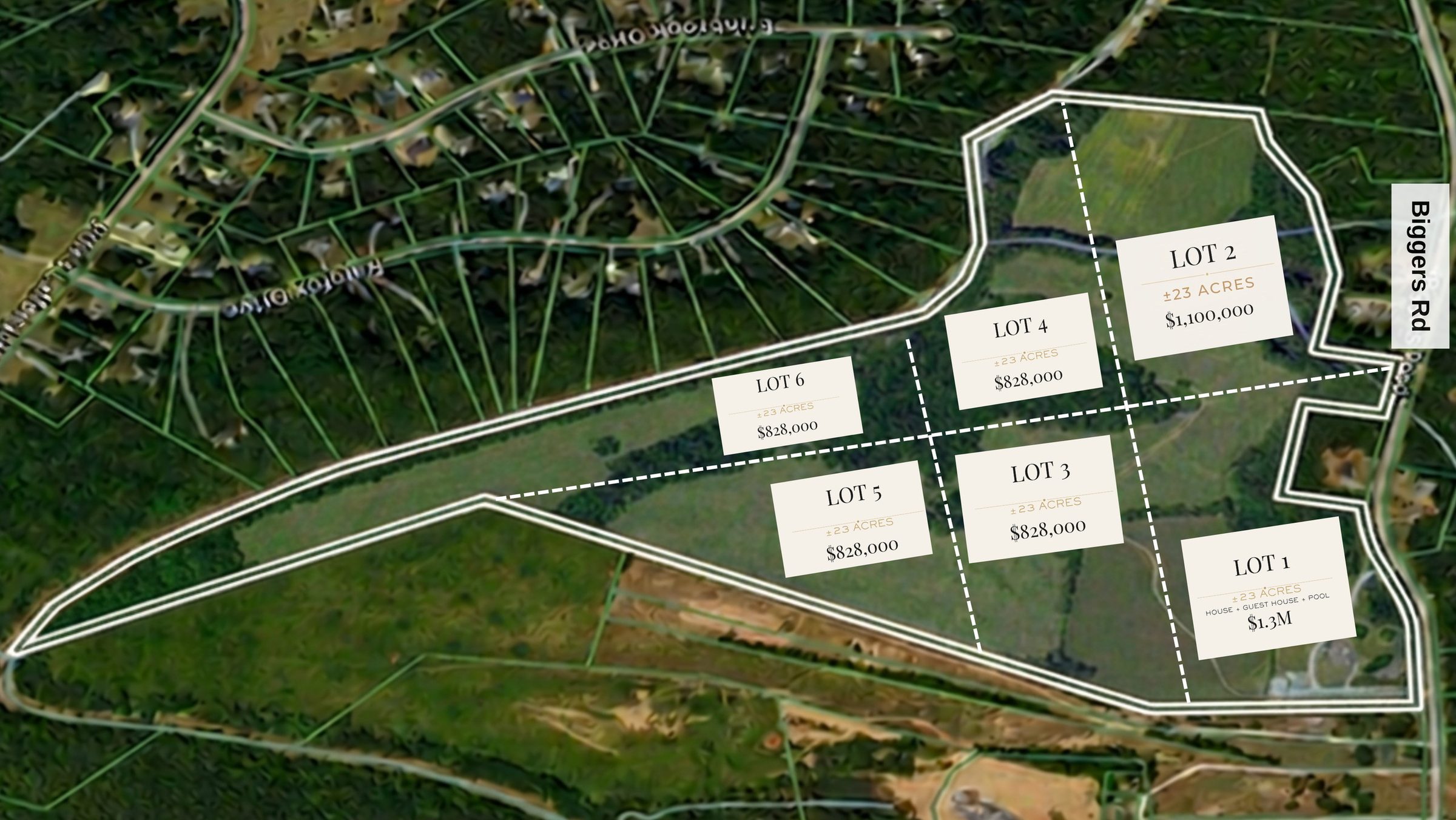 3400 Biggers Road — 23-acre lot concept