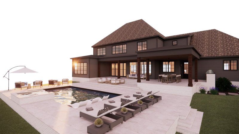 Langtree No. 2 — rear elevation with pool